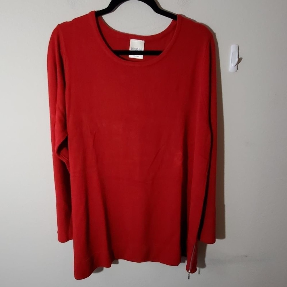 BEDFORD Fair red zippered tunic length sweater plus size‎ 1X